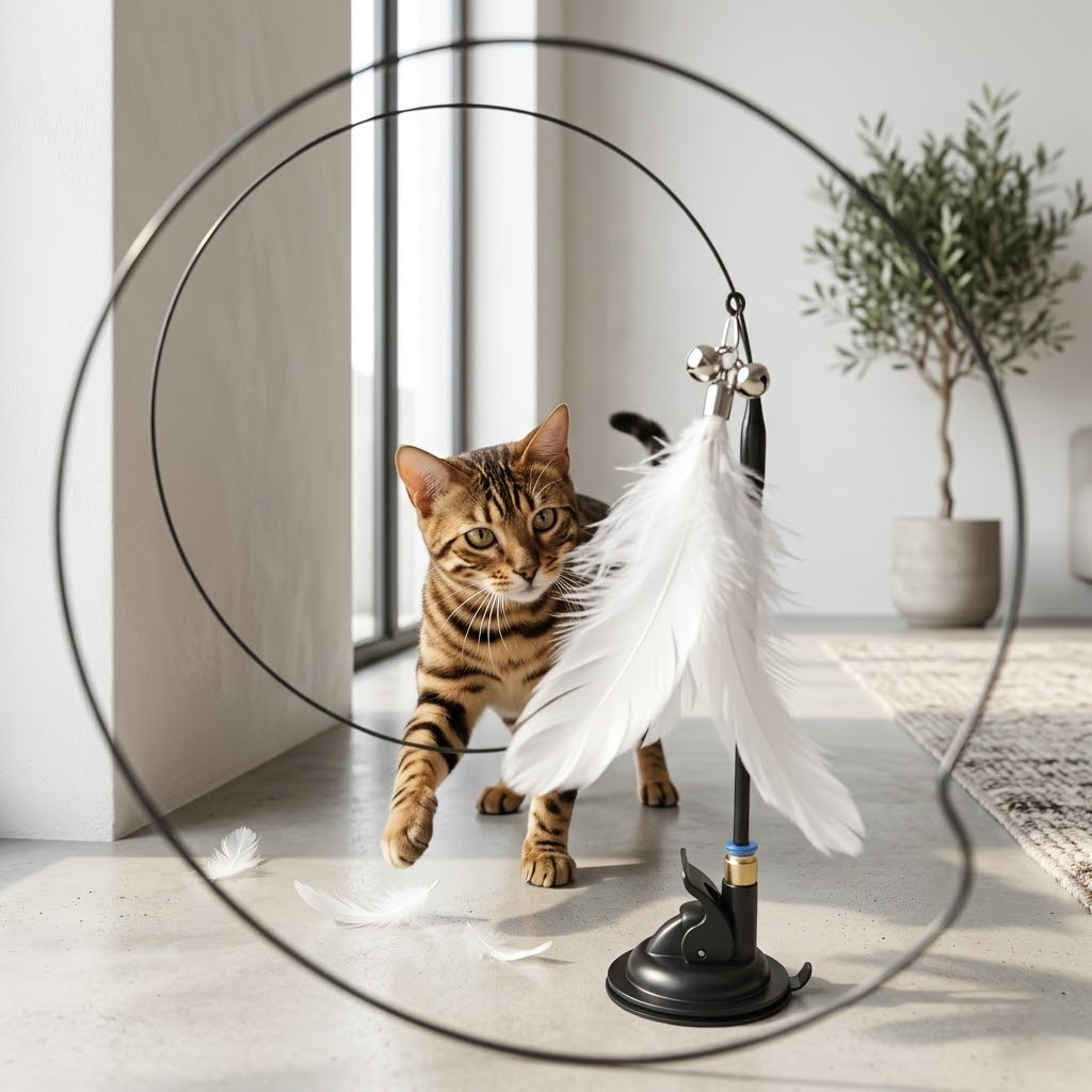 Interactive Suction Cup Cat Wand Toy