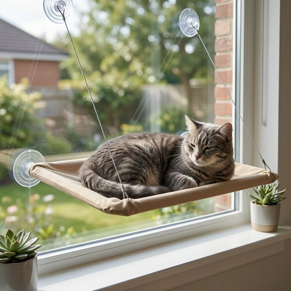 Window-Mounted Hanging Cat Hammock