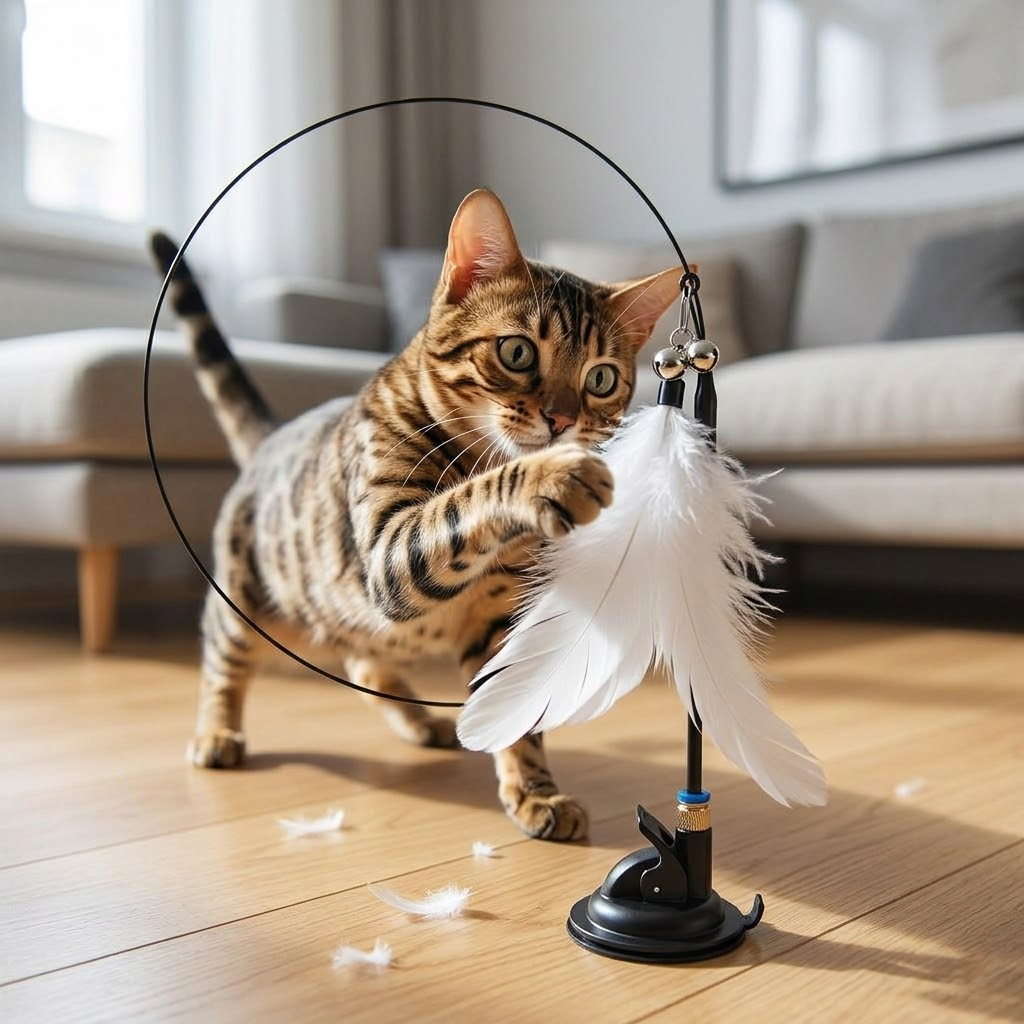 Interactive Suction Cup Cat Wand Toy