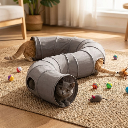 Foldable Suede Multi-Way Cat Tunnel