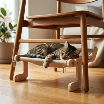 Suspended Solid Wood Cat Hammock Bed