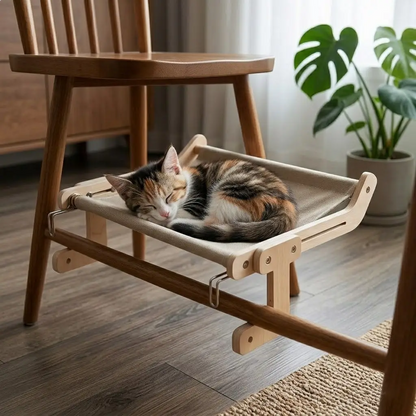 Suspended Solid Wood Cat Hammock Bed